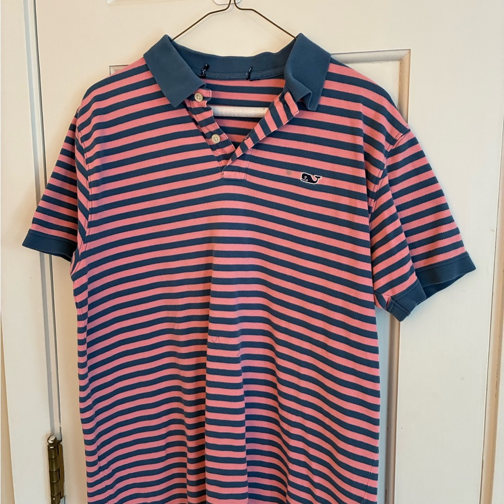 Striped Polo Shirt - Pink and Blue